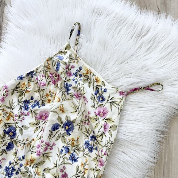 En Saison Valeria Halter Strappy Ruched Floral Cotton Mini Dress Medium MM4580 - Picture 5 of 5